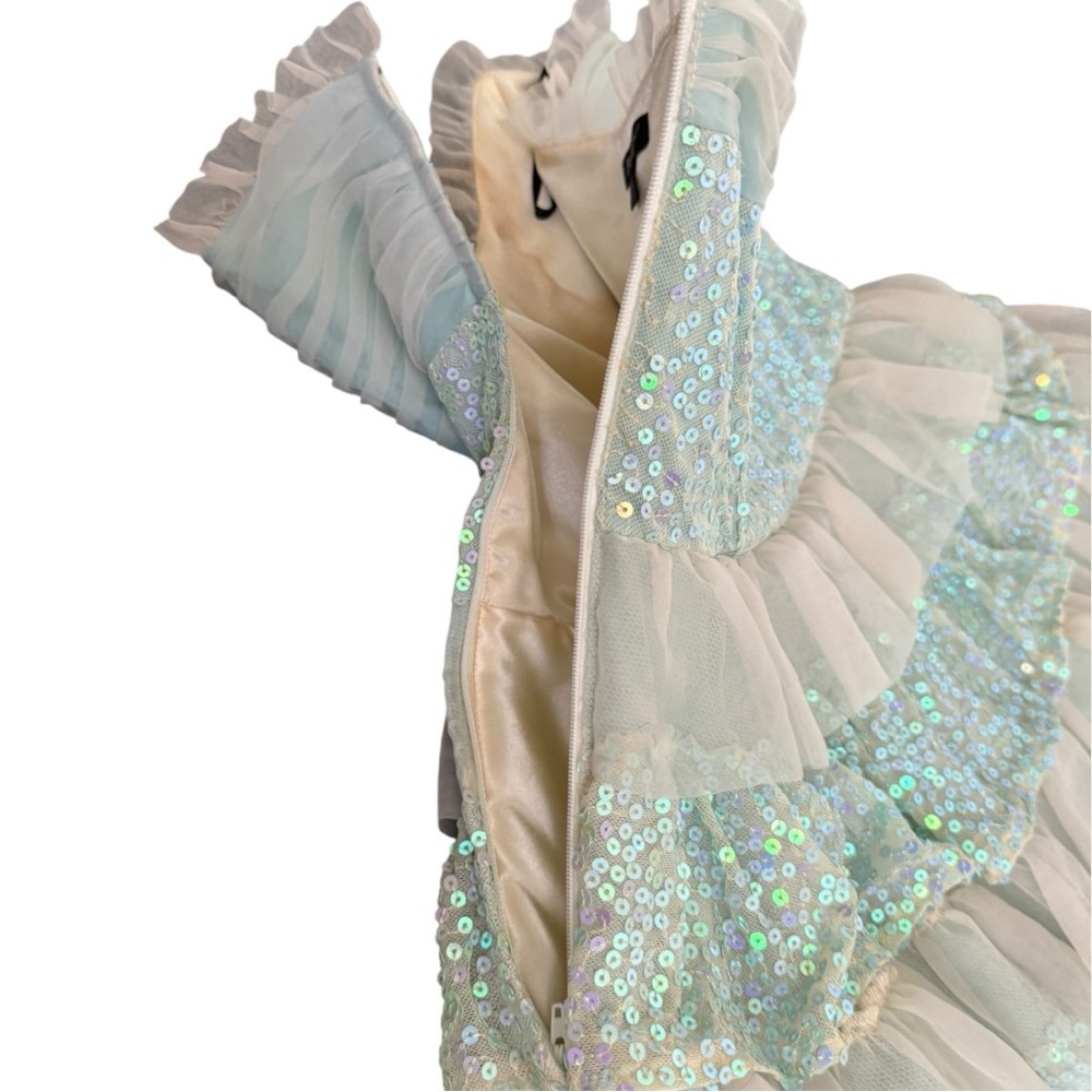 Vintage Betsey Johnson Strapless Sparkly Light Blue Mini Princess Dress- 10 - Picture 10 of 15